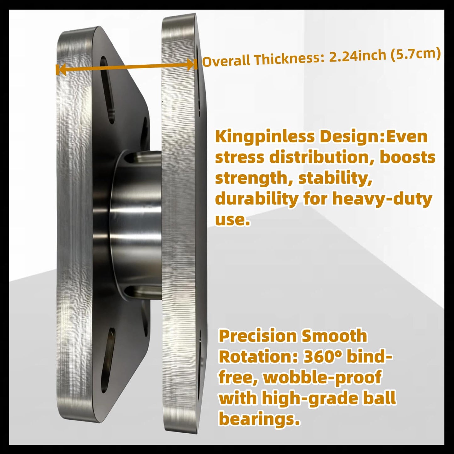 BoCID Heavy Duty Bearing Plate Turntable 5,500 Lb Rating Greaseablle, Kingpinless Design, for Workstations & Displays Industrial Ball Bearing Turntable Swivel Plate 6.3"x4.53"