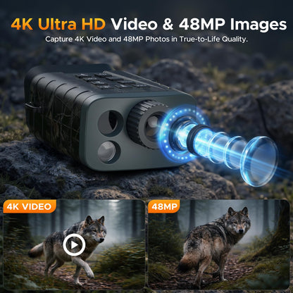 Night Vision Binoculars with 1200Yd Laser Rangefinder, 4K Video & 48MP Photo, 18X Digital Zoom Infrared Night Vision Goggles, 5000mAh Rechargeable for Wildlife Observation, Camping & Night Outdoor Use