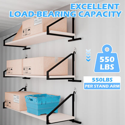 ZUIWAN Heavy Duty Shipping Container Shelving Bracket Kit (4-Pack) - 1-Tier Hanging Shelving Rack (19" D x 16" H), Universal Cargo Container Brackets