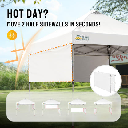 CROWN SHADES 10x10 Pop up Canopy Tent Instant Canopy with 150D Silver Coated Fabric Including 2 Half Sidewalls, 4 Ropes, 8 Stakes, 4 Weight Bags, STO-N-GO Bag, Grid White