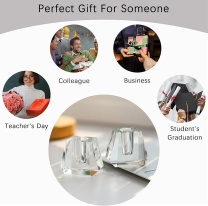 QFkris Crystal Pen Holder - Elegant 1.8" Glass Fountain Pen Stand for Desk | Perfect Gift for Students & Professionals