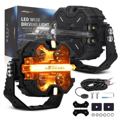 maXpeedingrods 3.5 Inch LED Off Road Lights 160W 19200LM, Auxiliary Fog Light Spot, 7 RGB Colors for Ambient, 270°Side Shooter Wide Range, Light Bar for Jeep SUV Pickup ATV with Black Covers