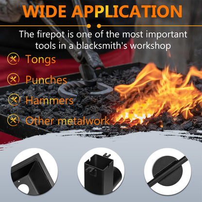10x12 Inch Welded Blacksmith Firepot 2600F Rated Blacksmith's Welded Coal Forge for Forging Blacksmith Tools Knife Making Farrier Equipment