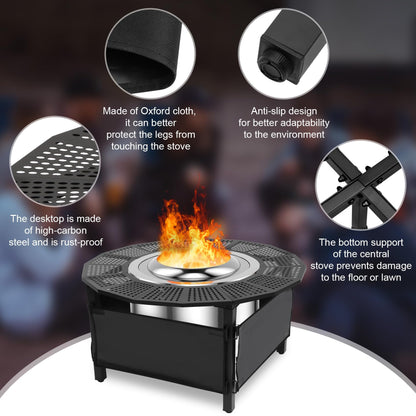 40-Inch Fire Pit Surround for Solo Stove Surround, 360° Safety Protection for Solo Stove Bonfire Accessories, Rust-Resistant Metal, Resistant to High Temperatures, Inner Diameter of 24 Inches