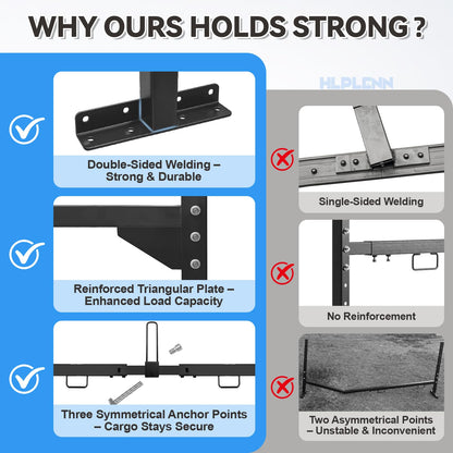 Universal Trailer Ladder Rack, Heavy Duty Adjustable Roof Ladder Rack for Enclosed & Open Trailers, 52.6"-88.4" W & 6.5"-23.5" H Adjustable, 400 lbs Capacity, Rustproof Steel with Ladder Stoppers