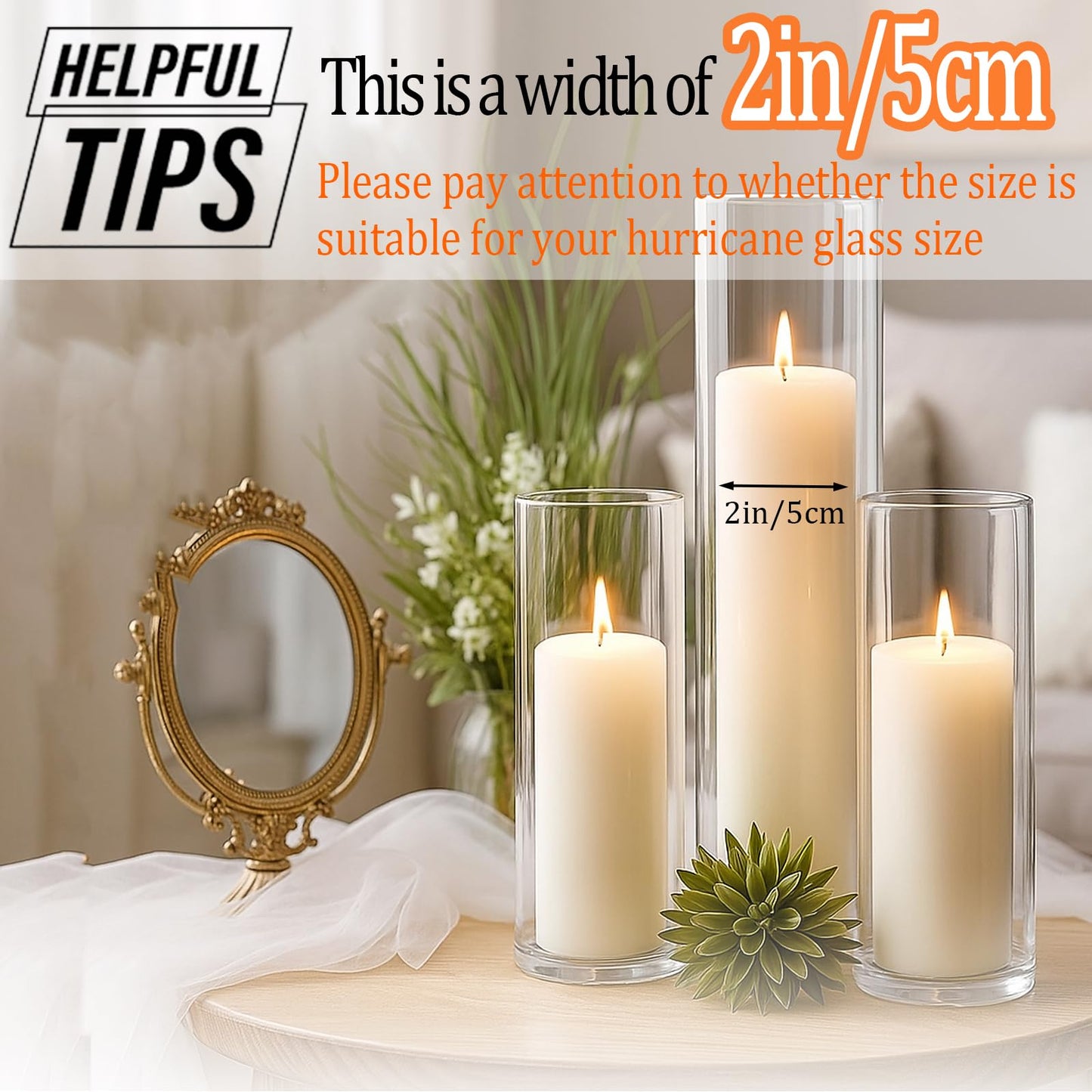 Veiuwa 36 Pcs Ivory Pillar Candles Bulk Set，2x3 2x6 2x8 Inch - 12 Each Size，Hurricane Candles，Dripless Unscented Smokeless，Gives You a Better Atmosphere When Organizing Wedding or Event Party.