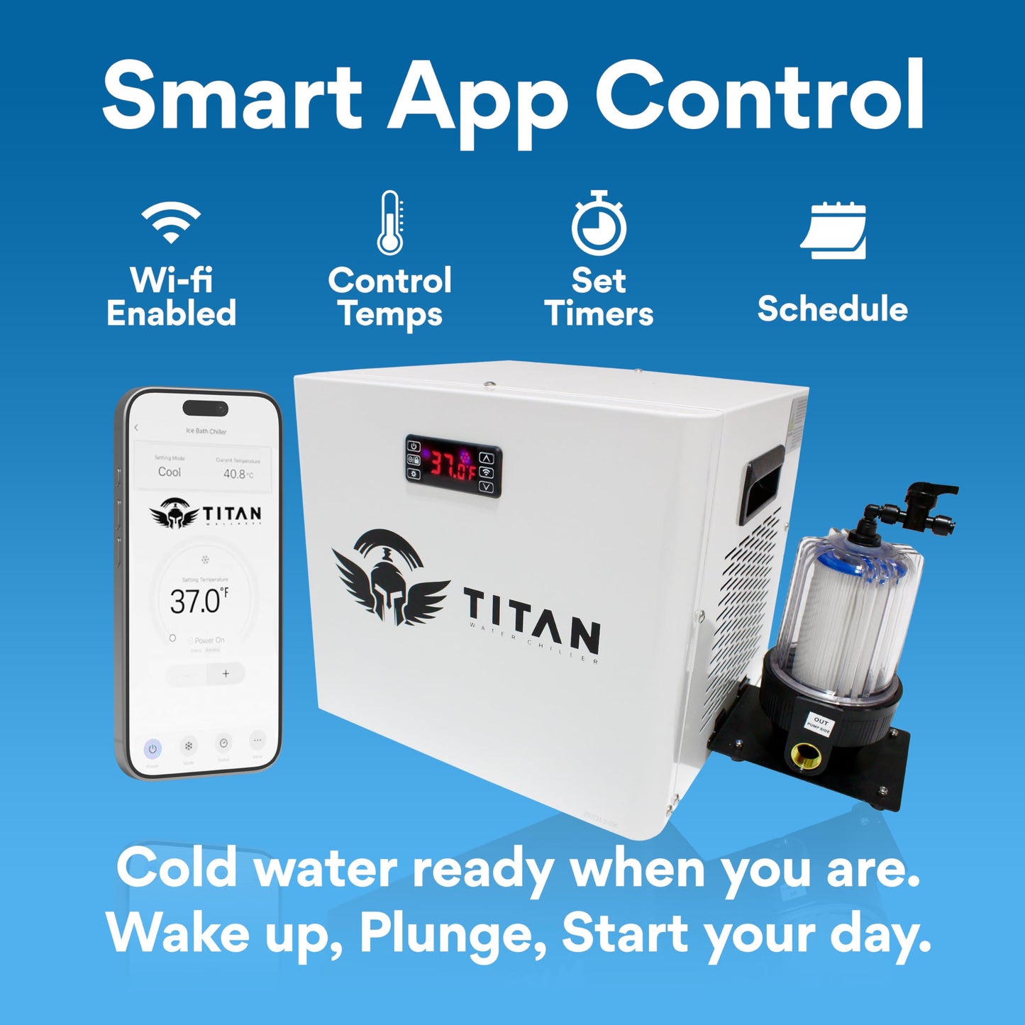 Ice Bath Pro Cold Plunge Tub and 1/3 HP 825W Chiller with Wi-Fi Control, UV Sanitation, 2-Year Warranty, U.S.-Based Support, Portable Ice Bath with Angled Backrest, Pump & Filter-Cools to 37°F-US Flag