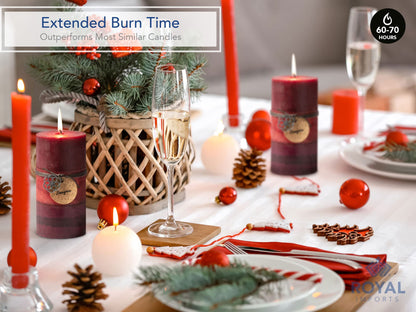 Royal Imports 3" x 6" Pillar Candles for Christmas Holiday Décor, Wedding & Home Decoration, Unscented, Dripless & Smokeless, Set of 6, Red Ombre Wax