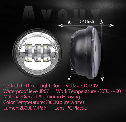 7 inch LED Motorcycle Headlights 4.5" Fog Passing Lights DOT Kit For Harley Davidson Road King Touring FatBoy Street Glide CVO Tri Glide Electra Glide Ultra Limited Classic Switchback harley headlight