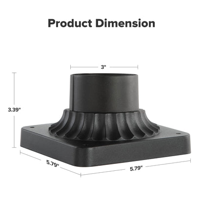 LUTEC Outdoor Post Light Mounting Base 2 Pack, Cast Aluminum, Matte Black, Model 9700008012-2pcs
