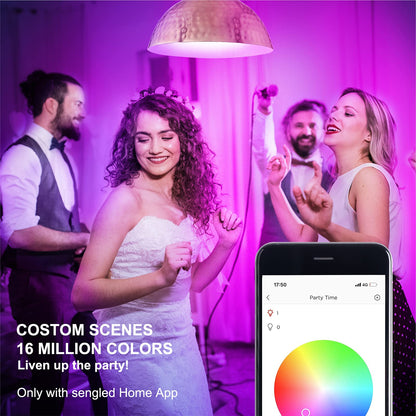 Sengled WiFi Color Changing Light Bulb, Alexa Smart Light Bulbs that Compatible with Alexa & Google Assistant, A19 RGB No Hub Required, 75 W Equivalent 800LM CRI>90, Set of 4