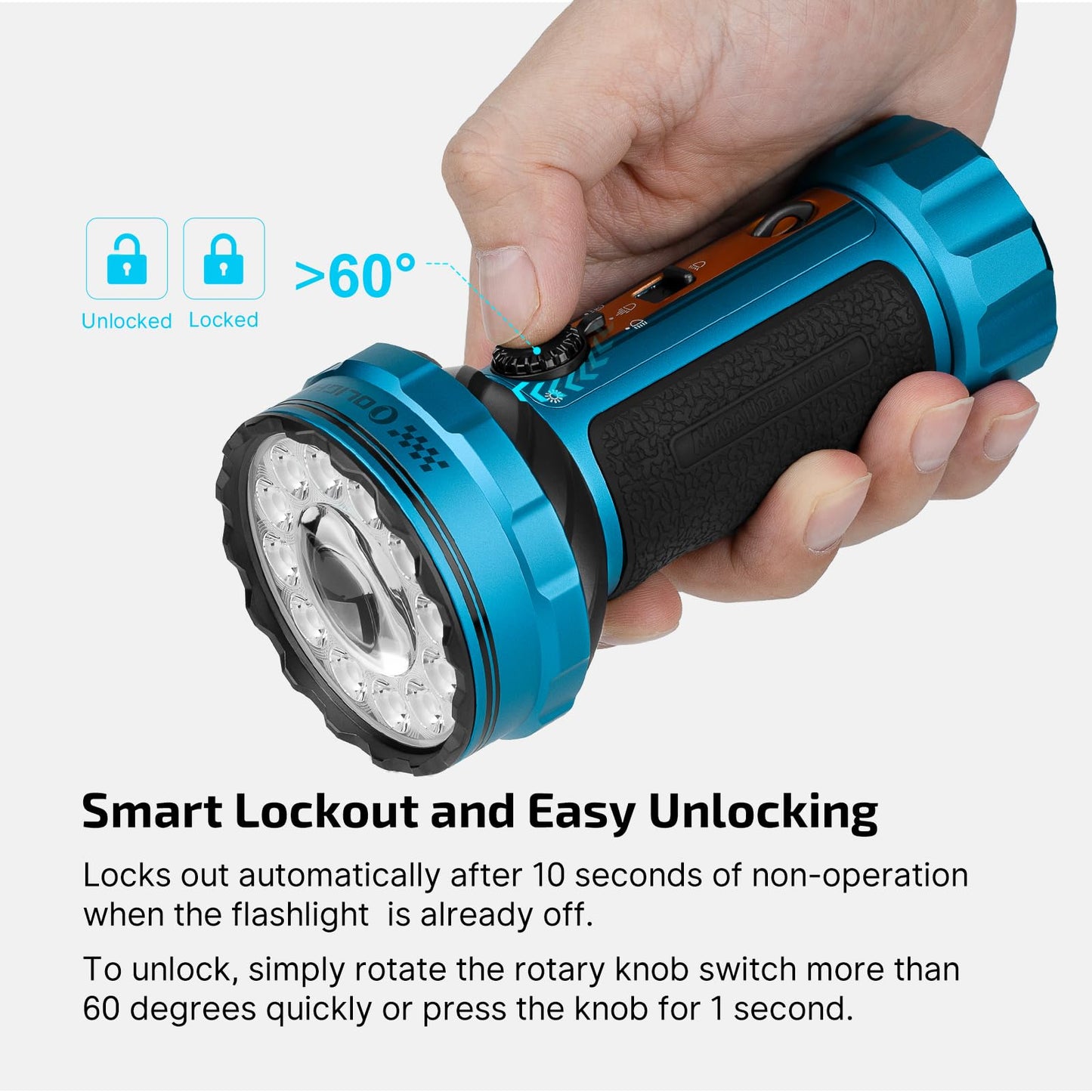 OLIGHT Marauder Mini 2 Bright Flashlight 10,000 Lumen with 750 Meters Beam Distance, Rechargeable Light with Dual Charging & 5 Lighting Modes for Outdoor, Camping, Emergencies (Sapphire)