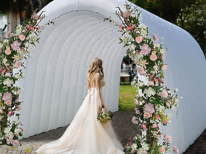 OZIS Inflatable Tunnel Sports Tunnel Entrance with Installed Blower Inflatable Tunnel Tent for Business Advertising Event Exhibition Promotion,Street,Shop,Supermarket,School(White, 16x10x10ft)