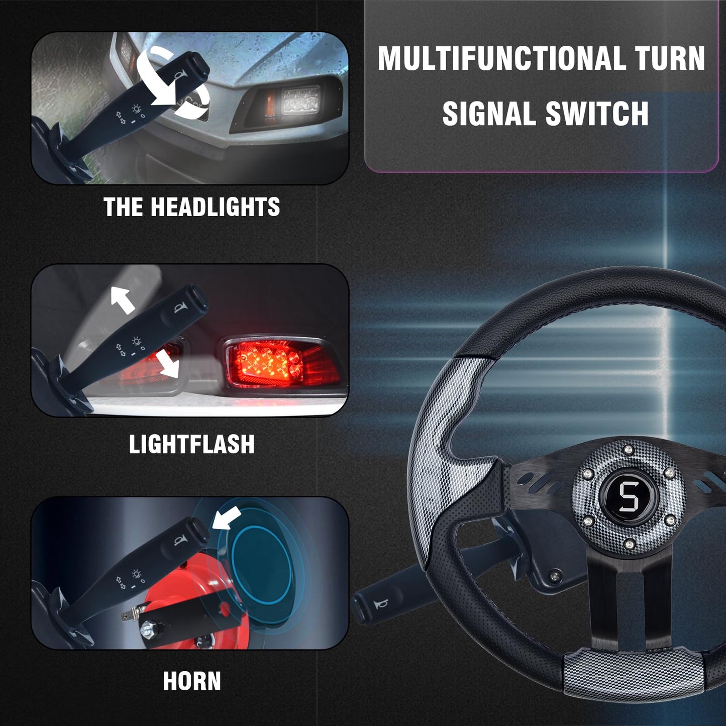 Shu-Ran Golf Cart LED Light Kits for EZGO TXT 1996-2013 Carts (12V), Super Bright Golf Cart Headlight Tail With Turn Signals Kits, Brake Lights, Hazard Light Switch, Horn