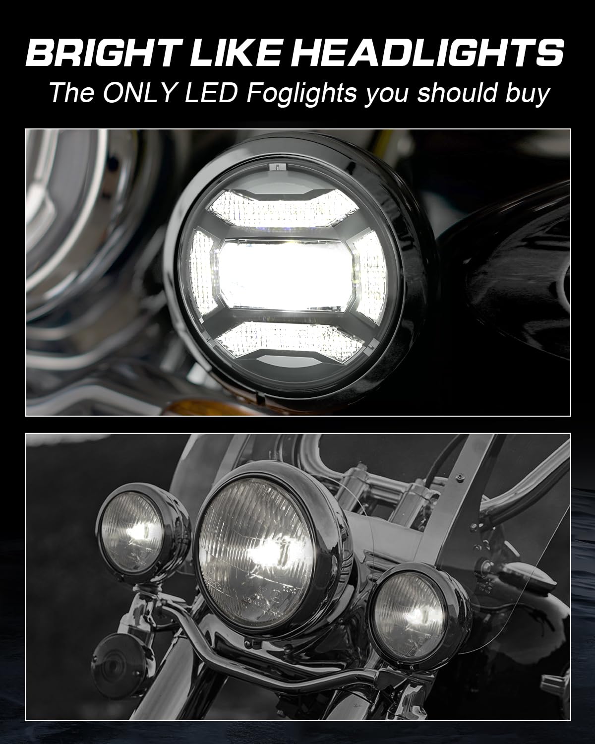 DOT Approved 1200% Bright 180W 7'' Motorcycles LED Headlight with 4.5'' LED Passing lights Compatible with Road King Road Glide Street Glide Electra Glide Ultra Limited Trike Heritage Softail Fat Boy