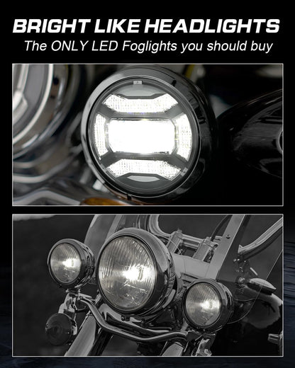 DOT Approved 1200% Bright 180W 7'' Motorcycles LED Headlight with 4.5'' LED Passing lights Compatible with Road King Road Glide Street Glide Electra Glide Ultra Limited Trike Heritage Softail Fat Boy