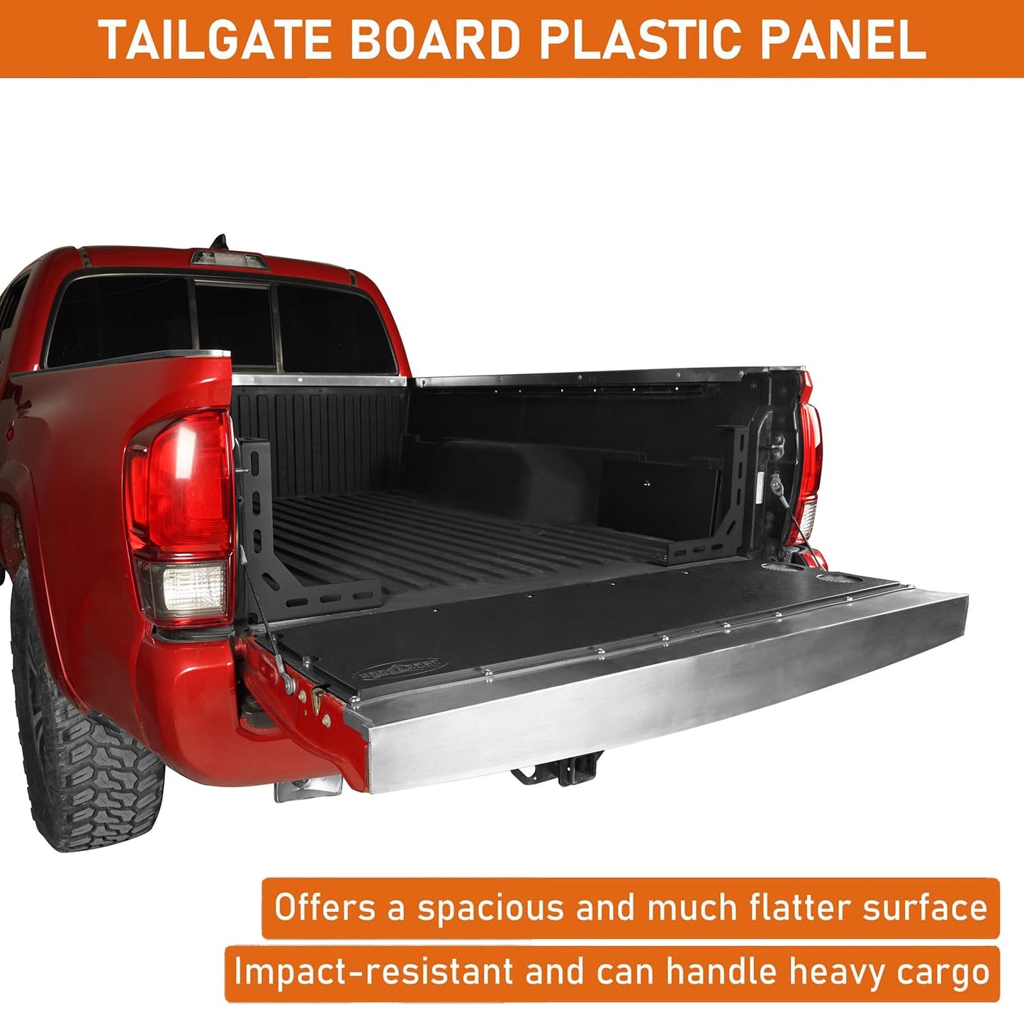 Hooke Road Tacoma Tailgate Panel Flat Cover Protector for 2005-2023 Toyota Tacoma 2nd 3rd Gen, Tail Gate Pad Camping Table, Food-Safe Plastic Cutting Board