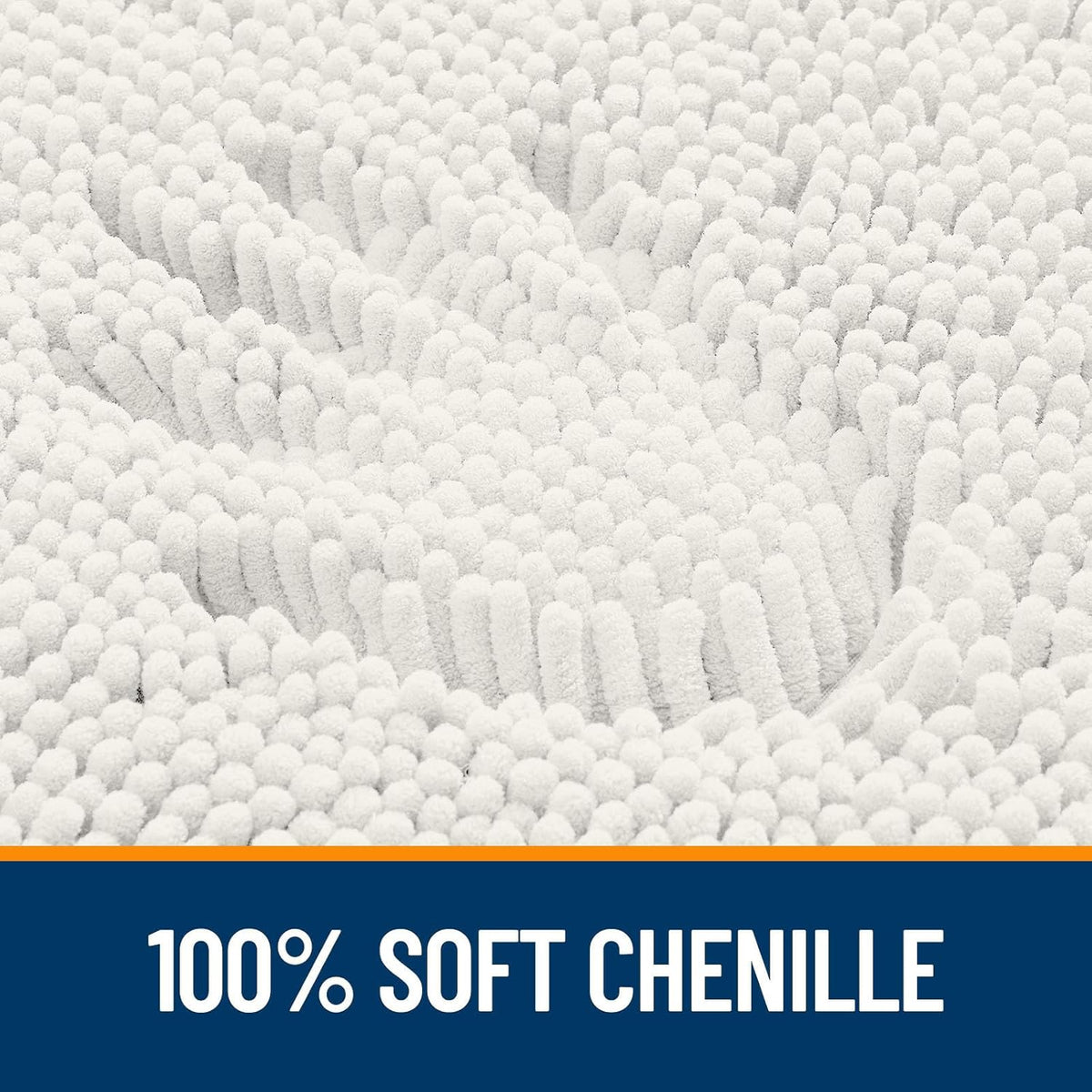 OLANLY U-Shaped Toilet Rug - Extra Soft Chenille, Quick-Dry, Non-Slip Bath Mat | 20x20, Ivory