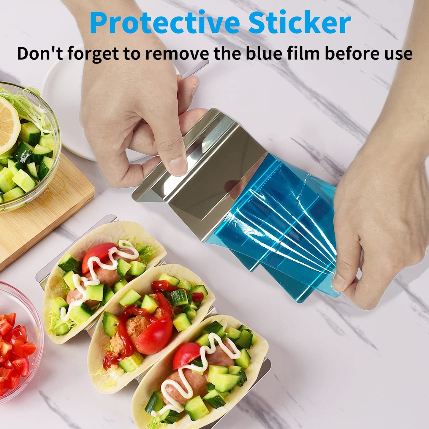 GEIKR Stainless Steel Taco Holders Set of 12 - Each Metal Taco Stands for 3 Tacos - Taco Rack with Handles - Stylish Taco Shell Holders - Oven & Dishwasher & Grill Safe Taco Trays