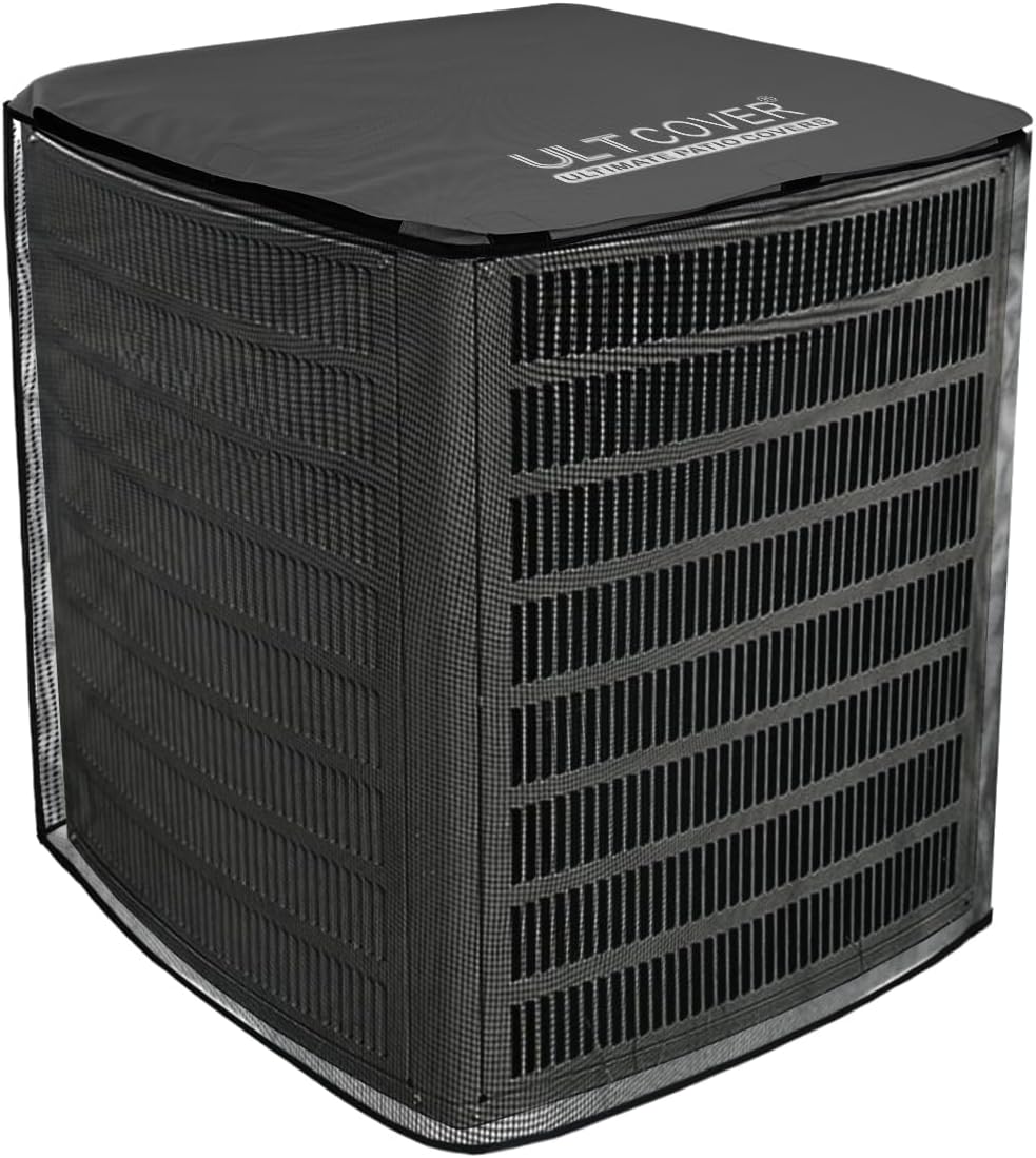 ULTCOVER Air Conditioner Defender Cover - 2 in 1 Full Mesh & Waterproof Fabric | 30W x 30D x 32H Inch, Black