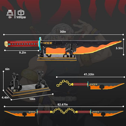 TOY PLAYER Uzui Tengen Demon Sword Building Set Compatible with Lego Katana Building Set for Anime Fans(1478+ Pcs)