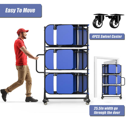 Folding Chair and Table Cart,400LBS Weight Capacity Folding Chair Dolly Maximize The Use of Vertical Space 4pcs Swivel Caster Folding Chair Cart with Straps Simplify Transportation of Chair and Table