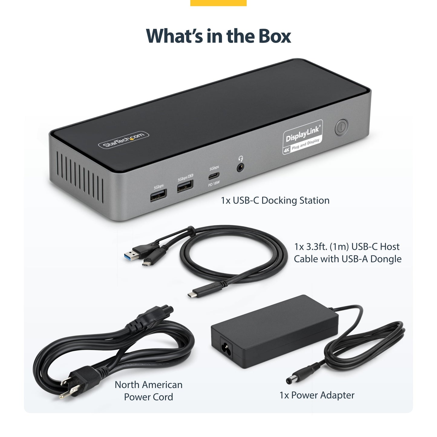 StarTech Triple Monitor USB-C Docking Station, 4K 60Hz DisplayLink Dock for MacBook M1 M2 M3 M4 & Windows, 2.5GbE, 2X HDMI & 2X DP, 140W Laptop Charging, USB-C DP Alt Mode - TAA
