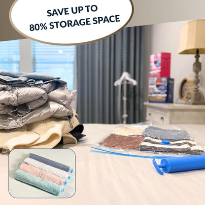 Skiennix Vacuum Storage Bags - 35 Pack Compression Space Saver for Bedding & Clothing - Includes Hand Pump
