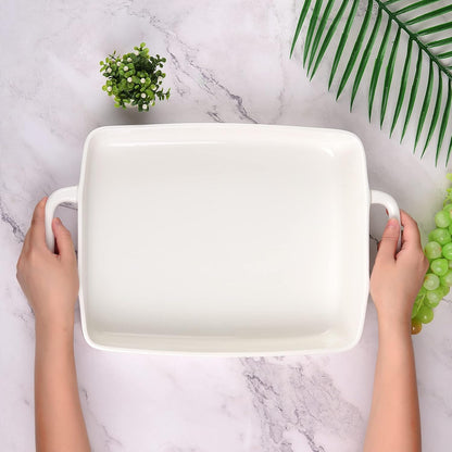 Regine Switzerland Ceramic Baking Dish - Large 9x13 Lasagna Pan with Double Handles for Easy Cooking - White