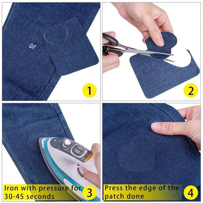Amcupider Denim Iron On Patches for Jeans Inside Repair Heavy Duty Invisible Fabric Patch for Clothing Jackets Bags Jean Patches (12 pcs Oval and 12 pcs Rectangle)