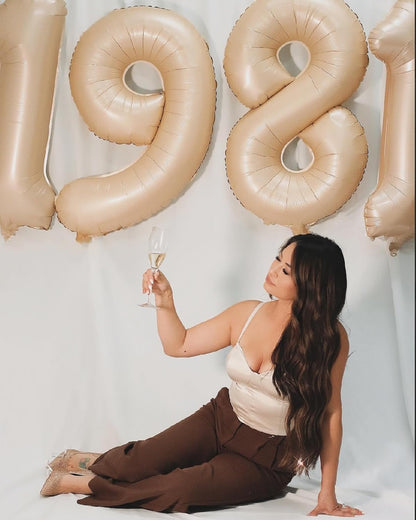 Light Brown Number Balloon - 40 Inch Tan 0 Balloon | Khaki Beige Birthday Decorations & Party Supplies