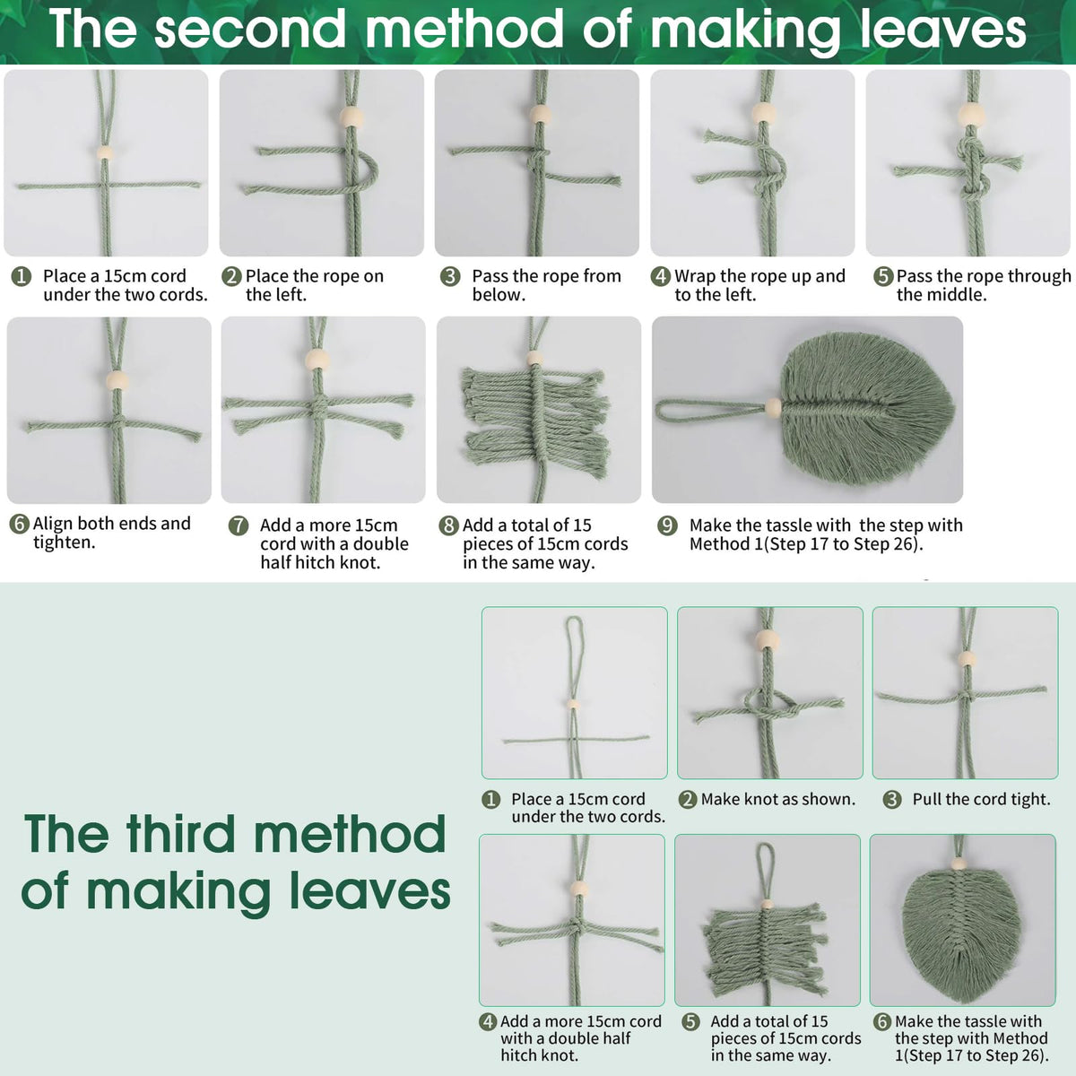 DIY Macrame Leaf Wall Hanging Beginners Macrame Kit, Includes Detailed Step-by-Step Instructions, Boho Macrame Leaf Tapestry Kit Wall Hanging, Handmade Enthusiast Gift for Home Living Room Bedroom