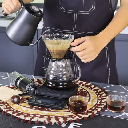 SOTECH Pour Over Manual Coffee Maker Set 2 Cup Coffee Dripper with Wooden Suitcase Coffee Kettle Scale Bean Grinder All In 1 Traveling Camping Hiking
