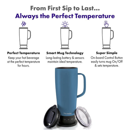 Nextmug Ultra - Temperature-Controlled, Self-Heating Travel Mug (Slate Blue - 24 oz.)