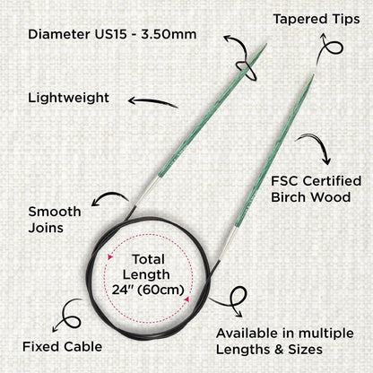 KnitPro Dreamz Fixed Circular Needles 24" (60cm) | US Size 4 (3.5mm)