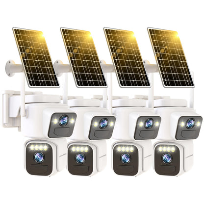 Luovisee Dual Lens Outside Cameras for Home Security Cameras 4 Pack,2.4G & 5G WiFi,Solar Battery Powered Camera with AI Motion Siren,SD/Free Cloud Storage,No Monthly Fee,Color Night Vision,Waterproof
