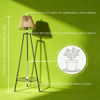 DJGIFI 2 Pack Outdoor Solar Floor Lamp, 36'' Solar Lights Outdoor Waterproof with Plant Stand, Dusk to Dawn, Warm Yellow Light, Black Metal Stand for Deck Porch Patio Garden Decor