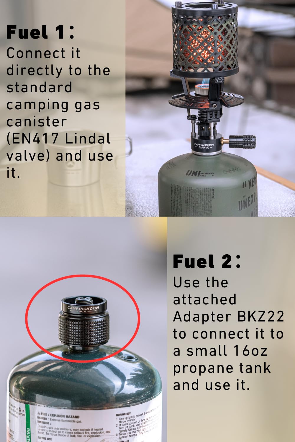 CAMPINGMOON T-HEATER GASWARE Gas Heater Propane Isobutane for Camping Outdoor Collaboration Limited Edition with EVA Case (KHNX-92+Z22)
