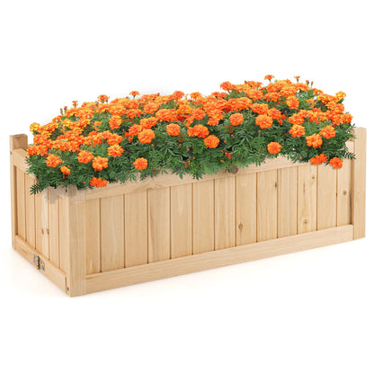 GRAFFY Raised Garden Bed, Folding Wood Planter Box w/Removable Bottom & Drainage, Elevated Planter for Flower Herb Vegetable Fruit, Plant Container for Grass Lawn Patio Backyard (27.5"D x 12"W x 10"H)
