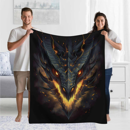 UIACOM Fierce Fire Dragon Throw Blanket - Ultra-Soft Flannel for Living Room, Couch, Bed, Sofa, Office - Decor for Kids, Teens, Men, Women - Gift for Dragon Lovers, 80"x60"