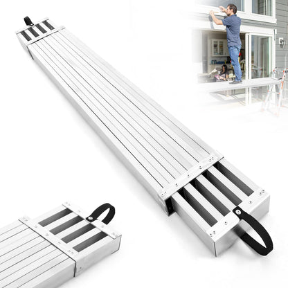 8–13 ft Aluminum Telescoping Plank, 440 Lbs Load Capacity Adjustable Extension Work Platform, 12.5" w x 2.7" h Non-Slip Scaffolding Plank for Ladder, Scaffold, Painting, and Maintenance Projects