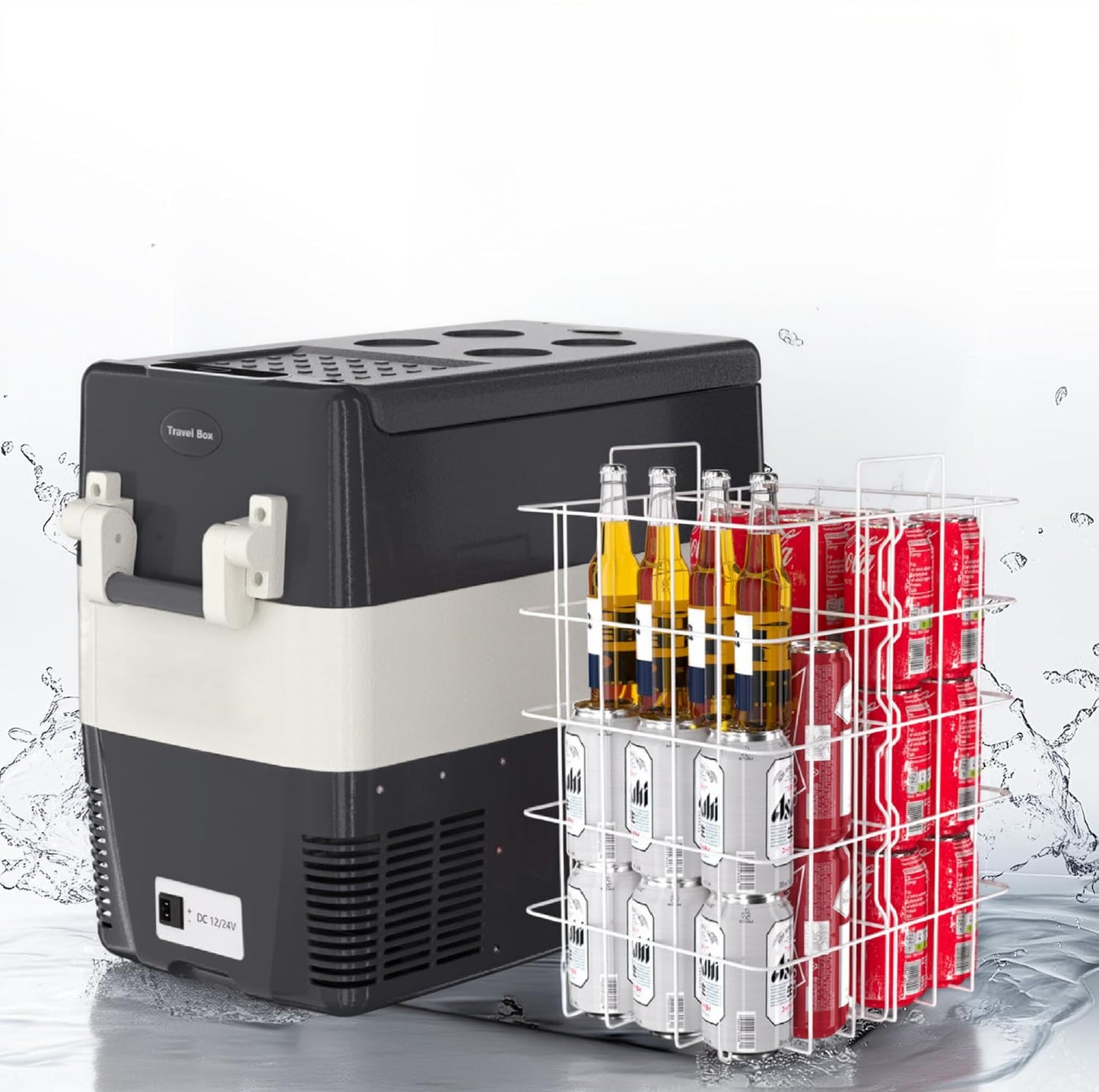 Garvee 12V Portable Car Refrigerator Freezer, 52QT with -4℉ to 50℉ Adjustable Temperature, 12/24V DC & 110-240V AC Compressor Fridge, Fast Cooling for Camping, Travel, Truck