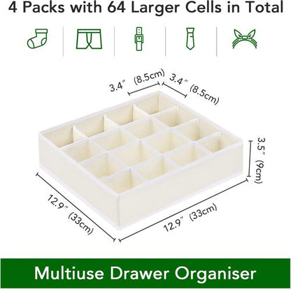 Homsorout Drawer Organizer - Large Fabric Divider for Clothing, Socks & Accessories - Beige