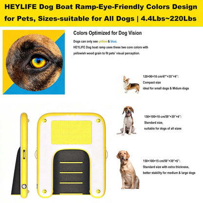 Inflatable Dog Boat Ramp Floating Dock Water Ladder for Pool, Boat, Non-Slip EVA Floating Ladder Pool Ramp for Dog Up to 220 LBs with Dual-Action Air Pump