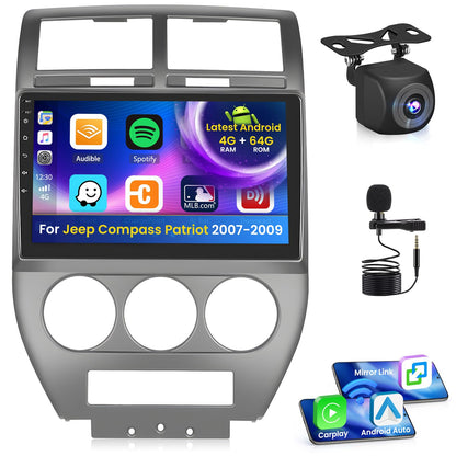 Inefala 4+64G Radio for Jeep Compass Patriot 2007 2008 2009 Android 15 CarPlay Stereo IPS 10.1" Touchscreen Android Auto Bluetooth 5.0 GPS EQ 13UI Backup Camera