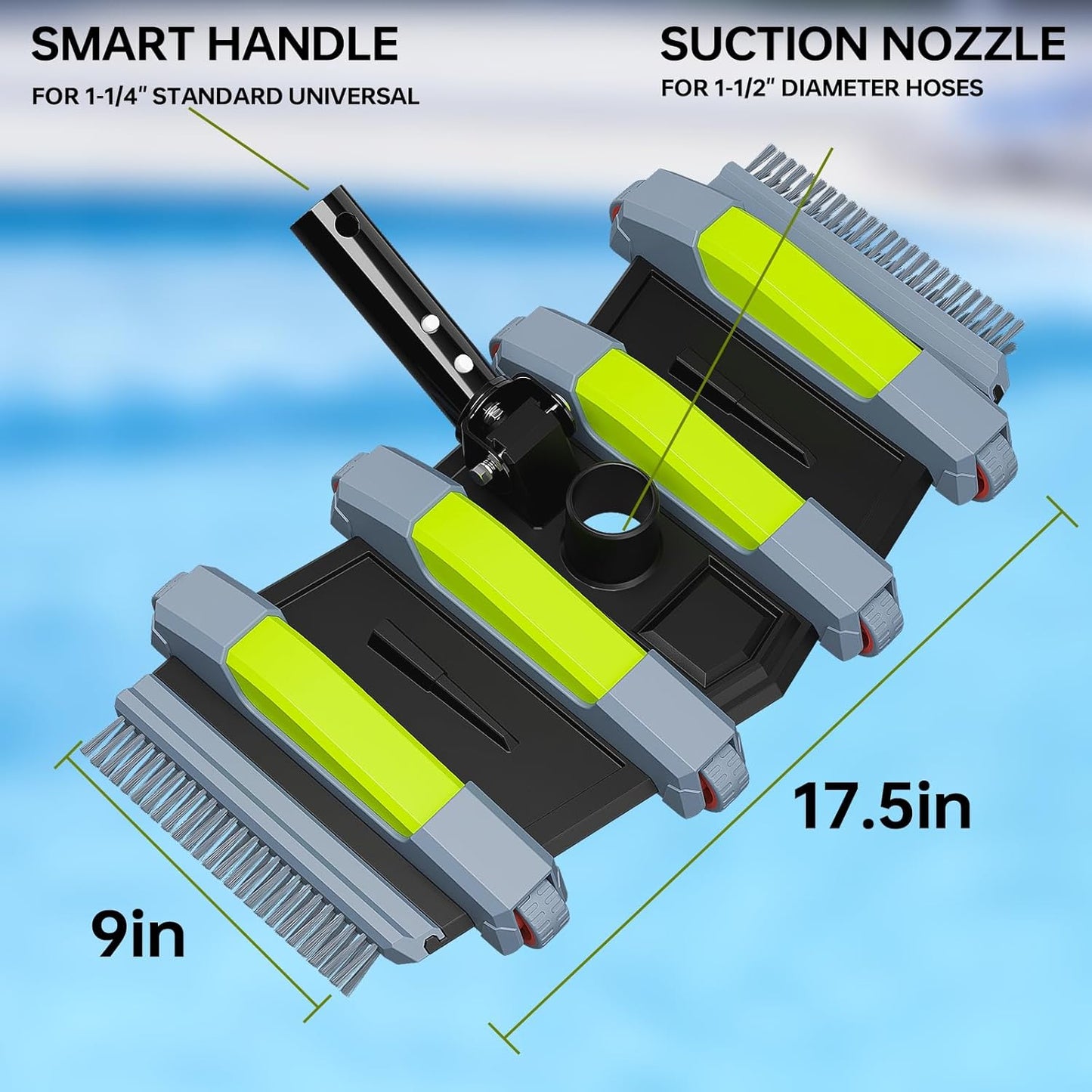 Sepetrel Heavy Duty Pool Vacuum Head - Professional Weighted Design with Wheels & Aluminum Handle