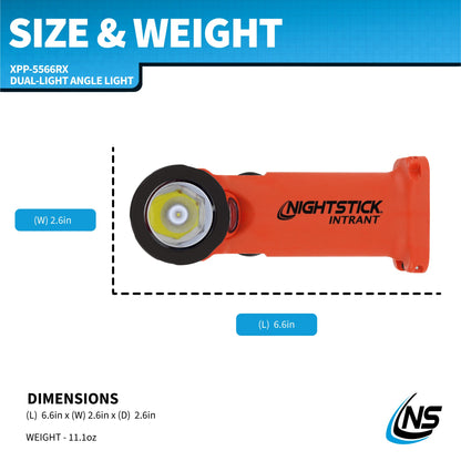 Nightstick XPP-5566RX Intrant Intrinsically Safe Dual Angle Light - 3 in 1 Flashlight, Floodlight, Dual-Light - 8 Brightness Modes - Red