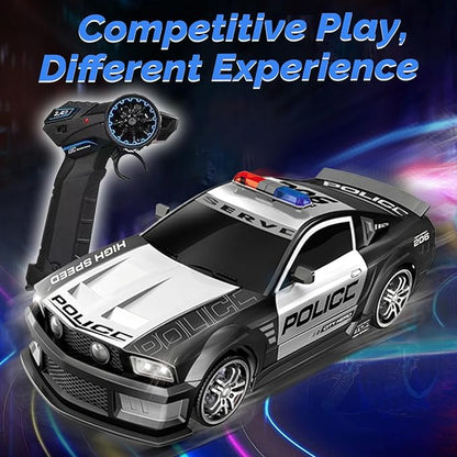 GoolRC 1:12 Scale RC Drift Car 2.4GHz Remote Control Police Vehicle with Lights and Siren 4WD Drift GT RC Cars Vehicle High Speed Racing Drifting Car Gifts for Teen Adults