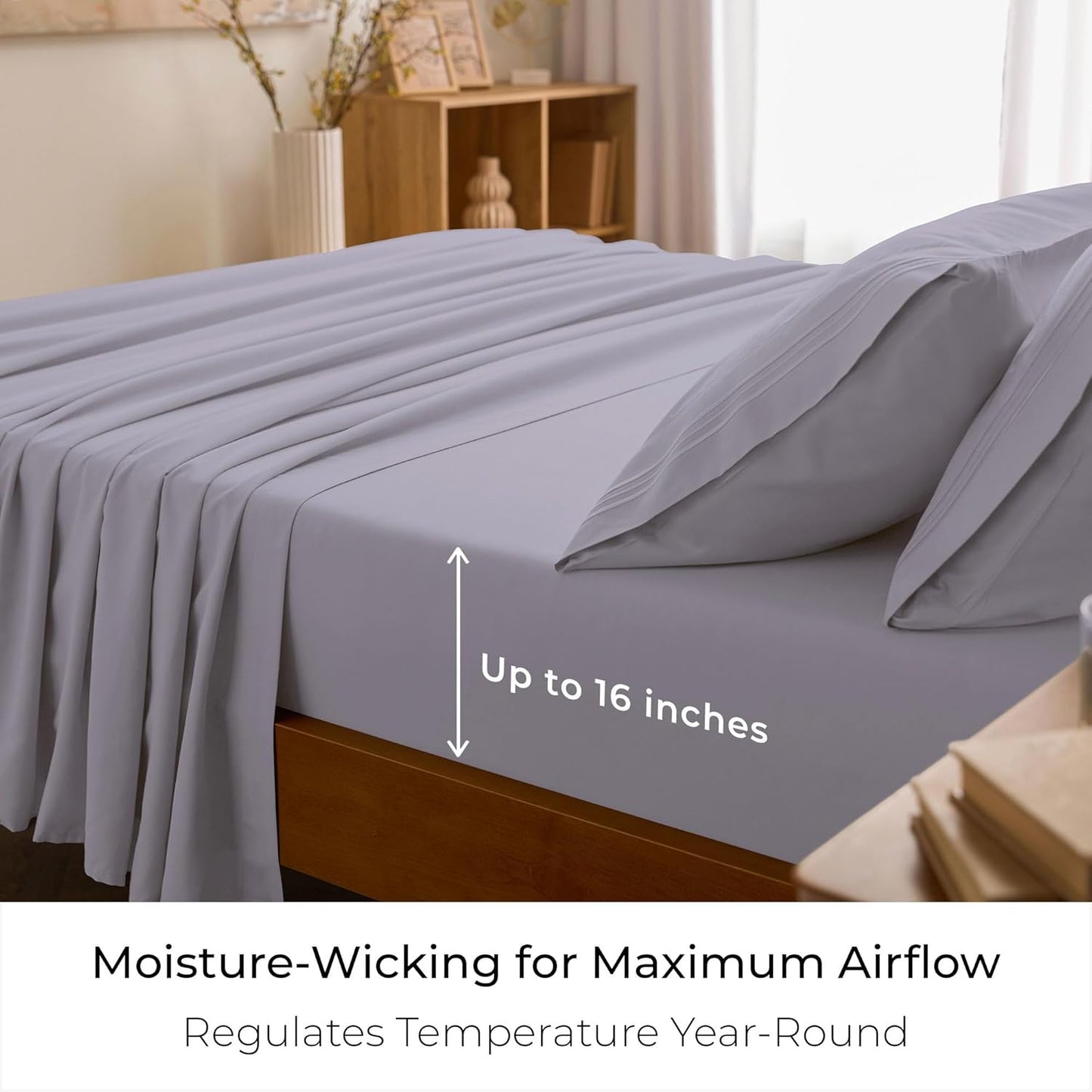 Mellanni California King Sheets Set - 4 PC Luxury Bedding | Extra Soft, Cooling, Wrinkle-Resistant (Cal King, Lavender)