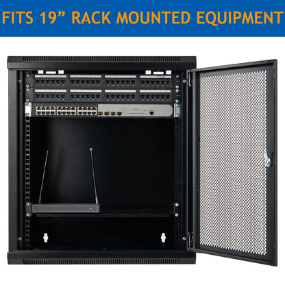 Tedgetal 9U Wall Mount Server Cabinet Network Rack Vented Enclosure Locking Door